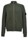 Wappen Patch Knit Zip-Up Jacket Dark Green - STONE ISLAND - BALAAN 1