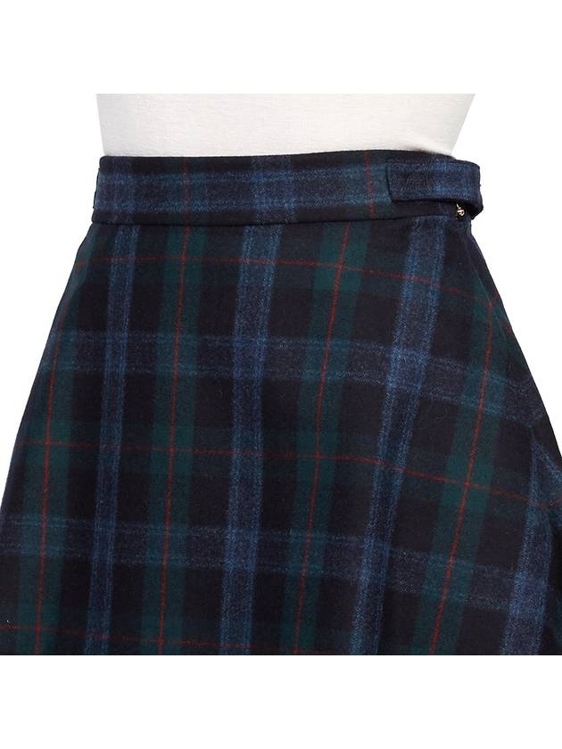 Tartan Flannel Side Tab A Line Skirt Blue - THOM BROWNE - BALAAN 11