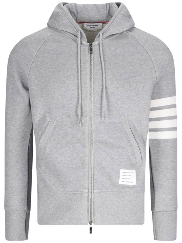 Engineered 4 Bar Diagonal Zip Up Hoodie Light Grey - THOM BROWNE - BALAAN 2