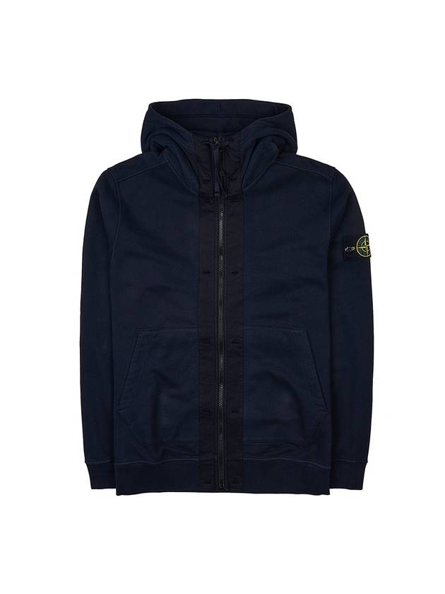 Wappen Patch Cotton Fleece Zip Up Hoodie Navy - STONE ISLAND - BALAAN 1