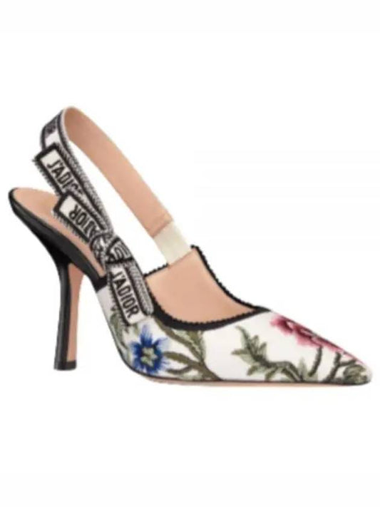 J'adior Petites Fleurs Motif Slingback Heels White - DIOR - BALAAN 1