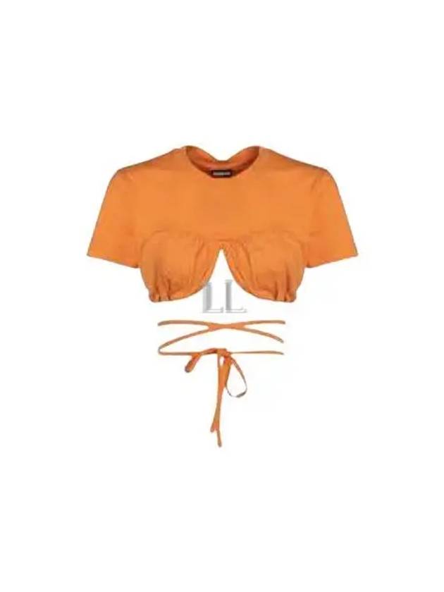 Le Baci Gathered Bra Short Sleeve T-Shirt Orange - JACQUEMUS - BALAAN 2