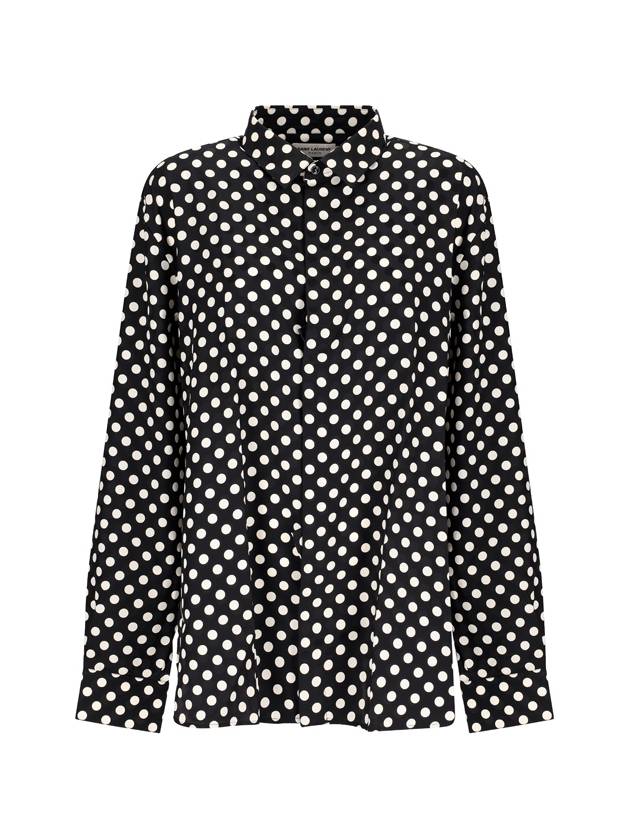 Polka Dot Silk Long Sleeve Shirt Black - SAINT LAURENT - BALAAN 2