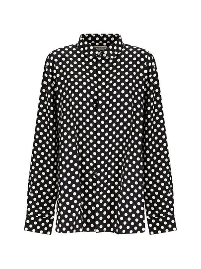 Polka Dot Silk Long Sleeve Shirt Black - SAINT LAURENT - BALAAN 2