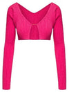 La Maille Pralu Micro Charm Logo Cardigan Pink - JACQUEMUS - BALAAN 1