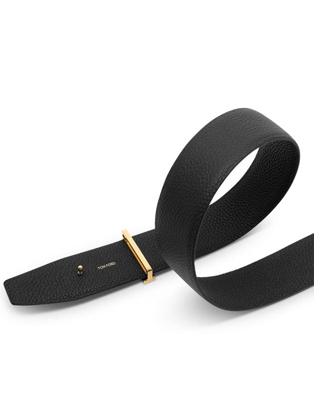 Gold Soft Grain Leather T Icon Belt Brown Black - TOM FORD - BALAAN 7