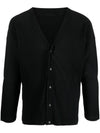 Pleated Button Cardigan Black - ISSEY MIYAKE - BALAAN 1