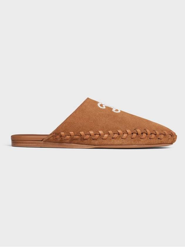 Marlou Triomphe Embroidered Suede Calfskin Mule Cognac - CELINE - BALAAN 2