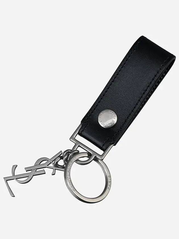 Monogram Leather Key Holder Black Silver - SAINT LAURENT - BALAAN 2