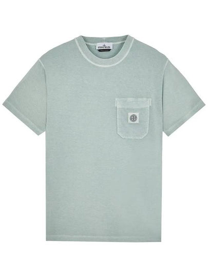 Men's Pisato Effect Logo Patch Pocket Short Sleeve T-Shirt Beige Grey - STONE ISLAND - BALAAN 2