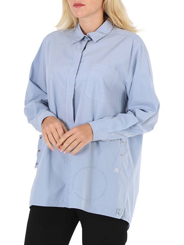 Kenzo Ladies Glacier Long Knotted Cotton Poplin Shirt, Brand Size 40 (US Size 6) - KENZO - BALAAN 3