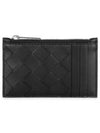 Intrecciato Zipper Leather Card Wallet Black - BOTTEGA VENETA - BALAAN 2