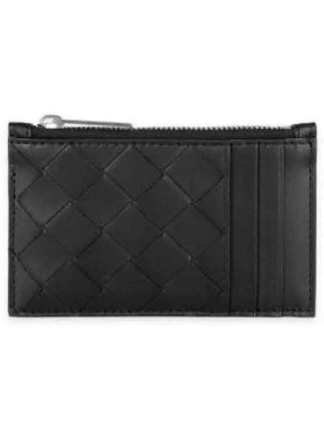 Intrecciato Zipper Leather Card Wallet Black - BOTTEGA VENETA - BALAAN 2