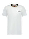 Logo Striped Neck Short Sleeve T-Shirt White - BURBERRY - BALAAN 1