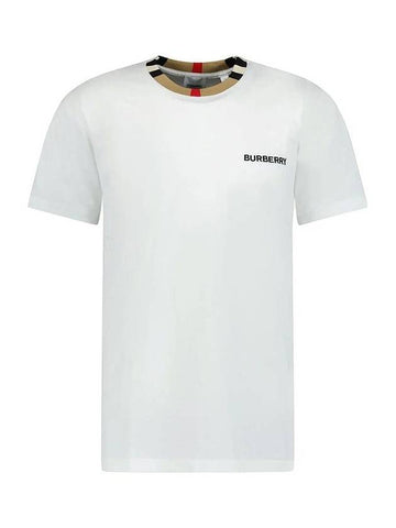 Logo Striped Neck Short Sleeve T-Shirt White - BURBERRY - BALAAN 1