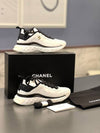 Logo Mixed Fibers Suede Low Top Sneakers White - CHANEL - BALAAN 7