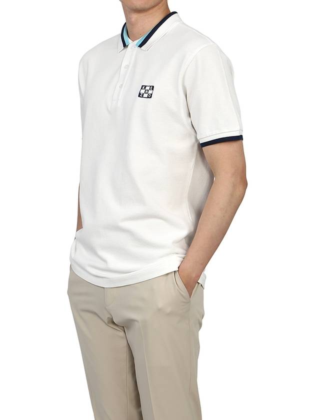 Logo Patch Short Sleeve Cotton Polo Shirt White - KENZO - BALAAN 6