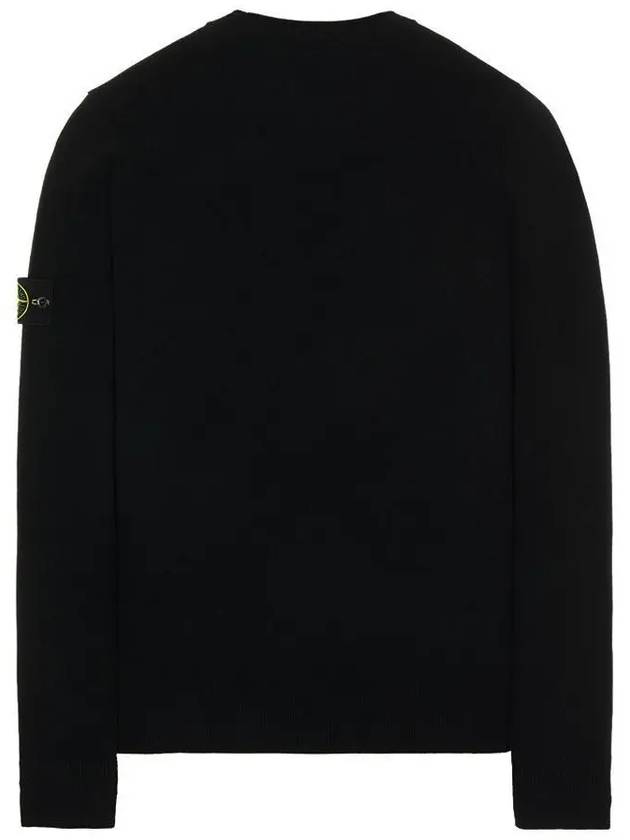 Waffen Patch Crew Neck Wool Knit Top Black - STONE ISLAND - BALAAN 4