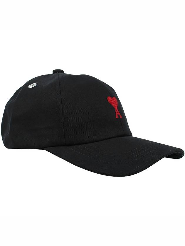 Embroidered Heart Logo Ball Cap Black - AMI - BALAAN 5