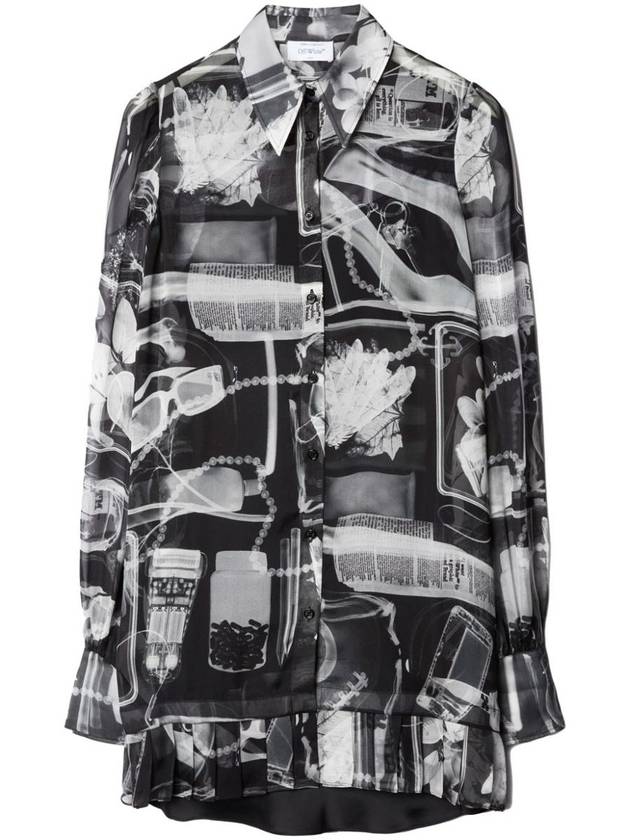 X-ray print silk shirt dress OWDG008S24FAB0020110 - OFF WHITE - BALAAN 2