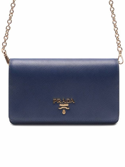 Monochrome Saffiano Leather Mini Bag Blueette - PRADA - BALAAN 2