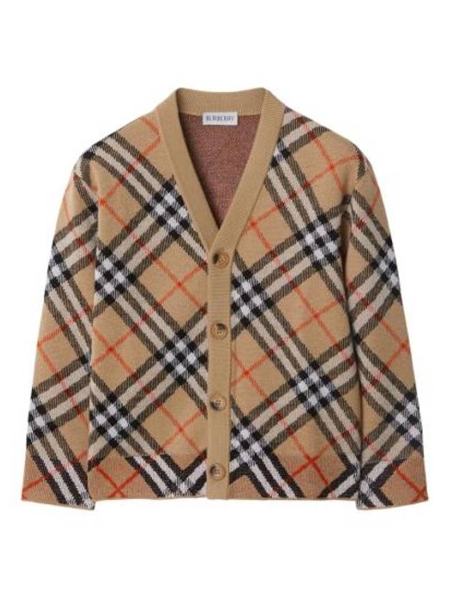 Kids Check Wool Cardigan Sand - BURBERRY - BALAAN 1