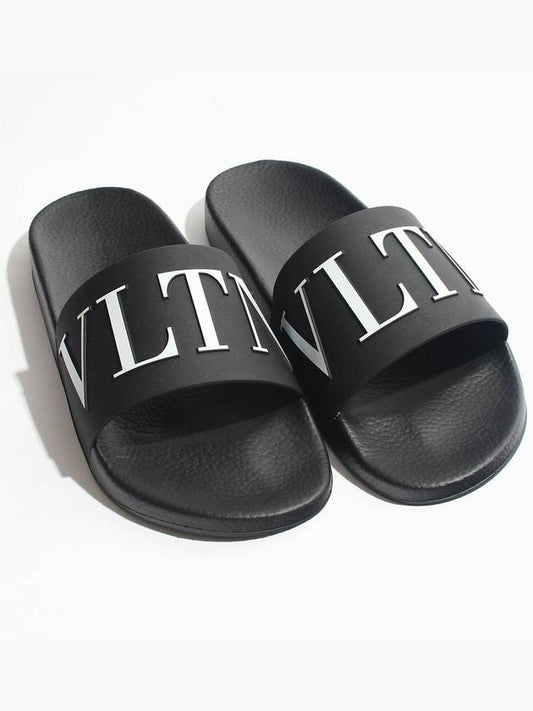 Men's Logo Print Rubber Slippers Black - VALENTINO - BALAAN 2