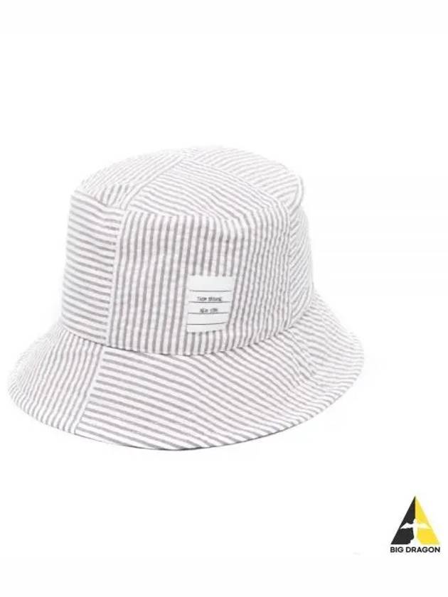 Quarter Combo Striped  Cotton Bucket Hat Grey - THOM BROWNE - BALAAN 2