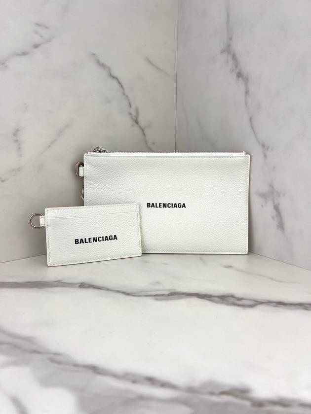 Cash Logo Strap Double Pouch Strap Card Wallet White - BALENCIAGA - BALAAN 7