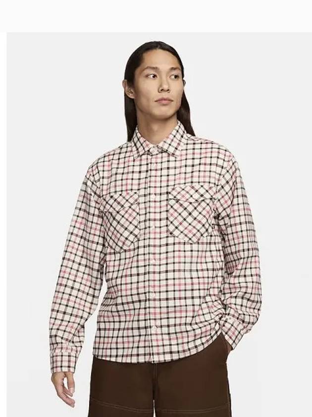 SB Long Sleeve Flannel Skateboarding Button Up Shirt Coconut Milk Light Bone FN2568 113 697147 - NIKE - BALAAN 1