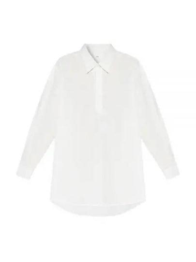 Curved Hem Oversized Fit Long Sleeve Shirt White - AMI - BALAAN 2