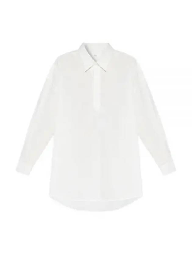 Curved Hem Oversized Fit Long Sleeve Shirt White - AMI - BALAAN 2