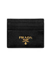 Metal Logo Saffiano Card Wallet Black - PRADA - BALAAN 4