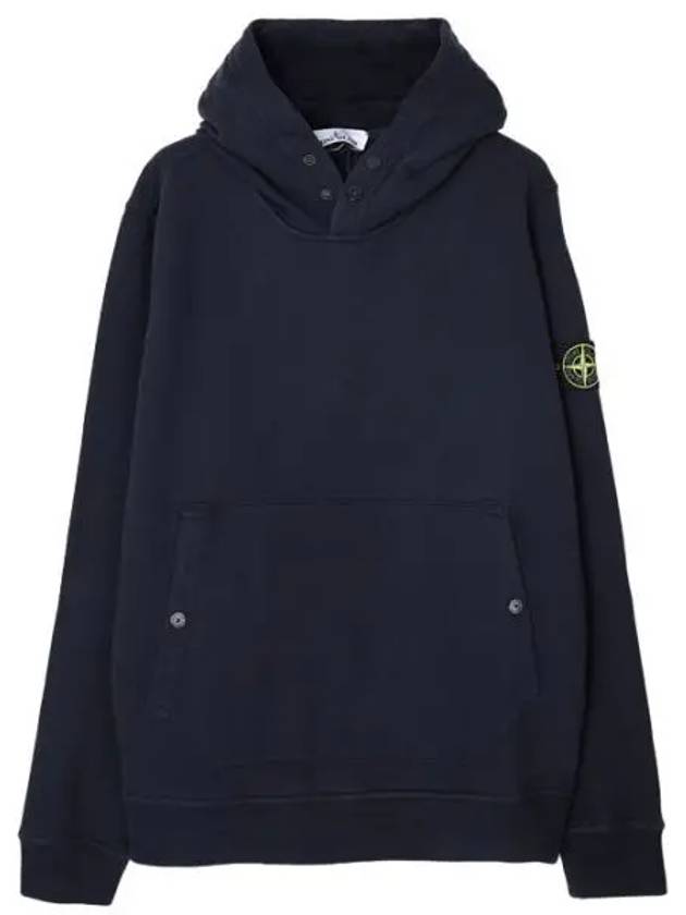 Brushed Cotton Fleece Snap Hoodie Regular Fit Men - STONE ISLAND - BALAAN 1