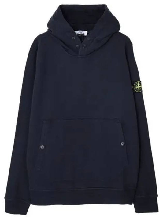 Brushed Cotton Fleece Snap Hoodie Regular Fit Men - STONE ISLAND - BALAAN 1