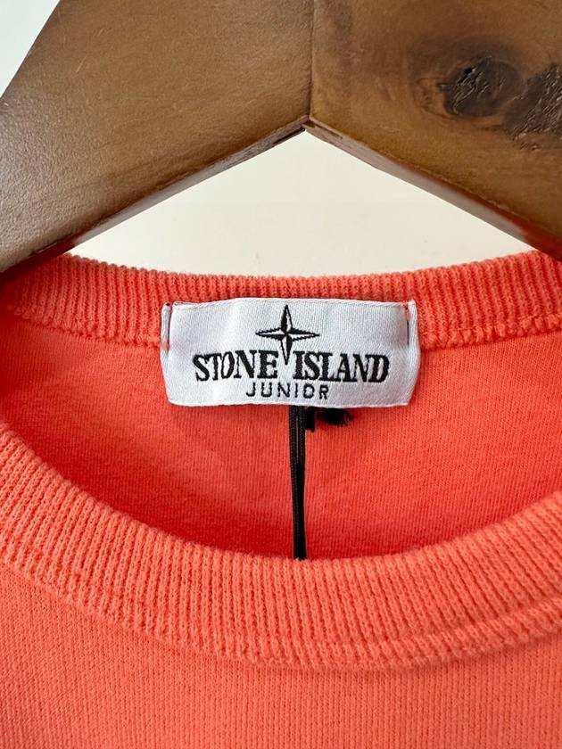 Kids Wappen Patch Organic Cotton Fleece Sweatshirt Fluorescent Orange - STONE ISLAND - BALAAN 4