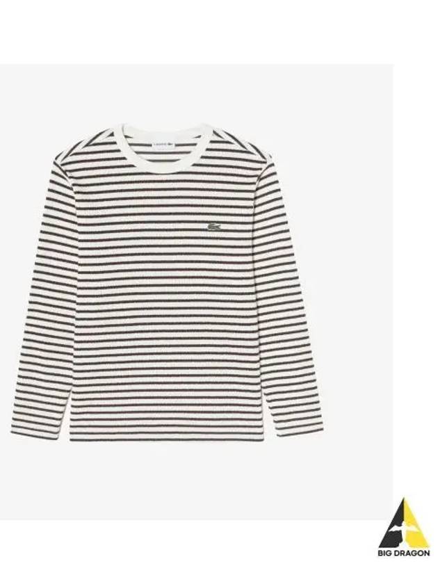 Men s long sleeve striped t shirt dark brown - LACOSTE - BALAAN 1