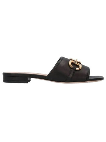 Horsebit Slide Sandals Black - GUCCI - BALAAN 1