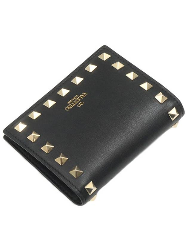 Black Calfskin Rockstud Compact Half Wallet UW2P0R39BOL - VALENTINO - BALAAN 5