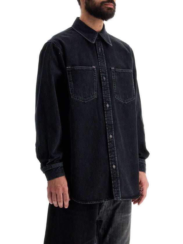 Cotton Denim Long Sleeve Shirt Black - ACNE STUDIOS - BALAAN 4