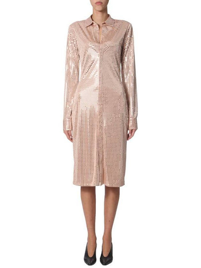 Women's Sequin Shirt Long Dress Beige - BOTTEGA VENETA - BALAAN 2