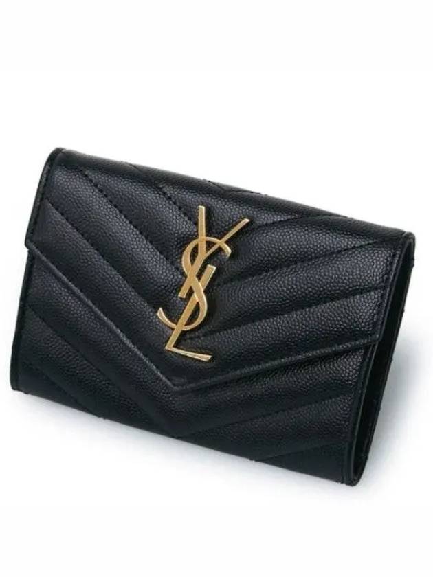 Monogram Envelope Small Half Wallet Black Gold - SAINT LAURENT - BALAAN 2