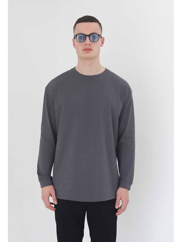 Heavy Cotton Basic Long Sleeve T-Shirt Gray - BUTTON SEOUL - BALAAN 1