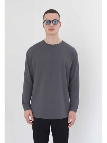 Heavy Cotton Basic Long Sleeve T-Shirt Grey - BUTTON SEOUL - BALAAN 1