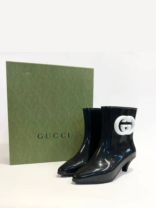 Interlocking G Shiny Rubber Ankle Middle Boots Black - GUCCI - BALAAN 8