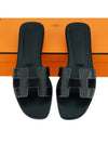 Oran Calfskin Slippers Noir Piqures Ecrues Black - HERMES - BALAAN 2