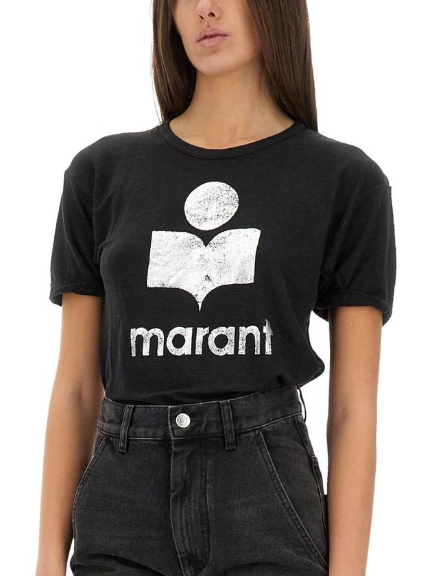 Koldi Linen Short Sleeve T-Shirt Black - ISABEL MARANT ETOILE - BALAAN 5