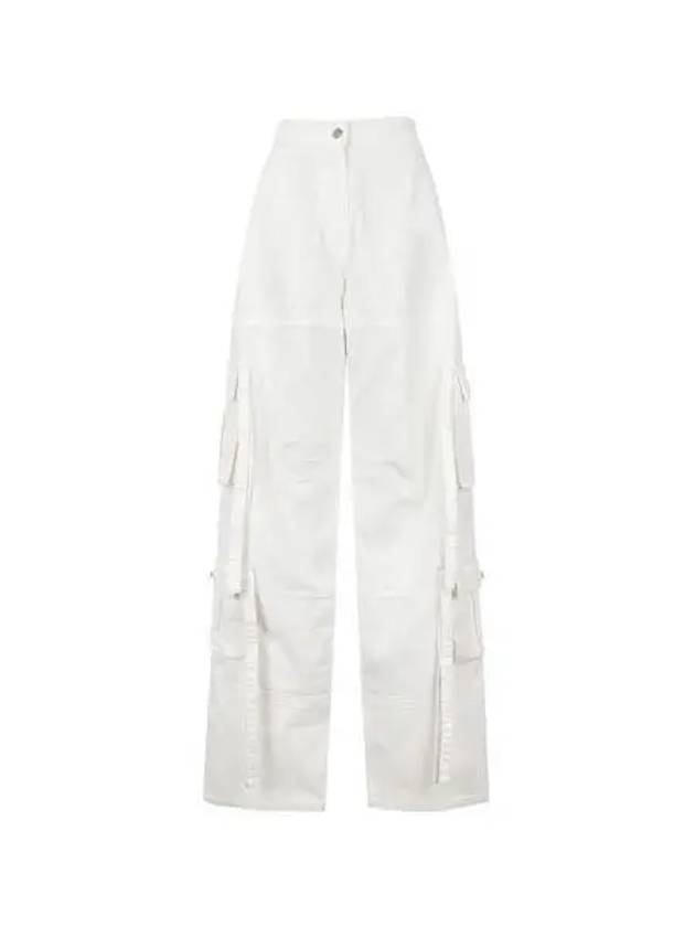 Andrea Adamo Pants Women s Multi Pocket Cargo Denim Ivory - ANDREADAMO - BALAAN 1