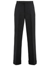 Wide Leg Gabardine Tailored Straight Pants Black - GUCCI - BALAAN 1