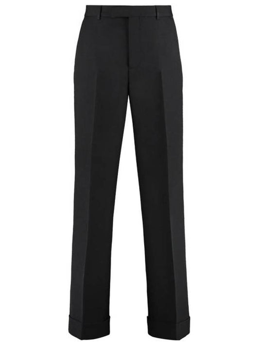 Wide Leg Gabardine Tailored Straight Pants Black - GUCCI - BALAAN 1
